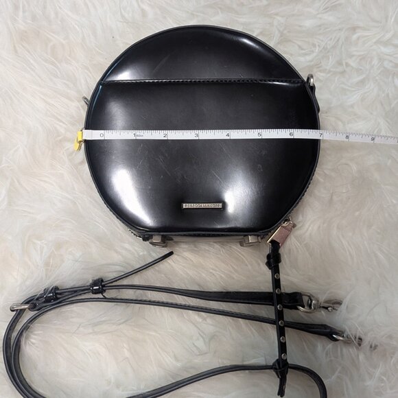 Black Patent Circle Rebecca Minkoff Bag with Stud Details - Picture 3 of 7